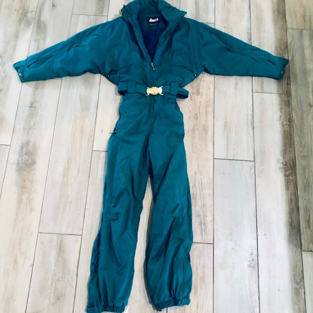 NORDICA Sz 8 SKI SUIT vtg 80s 90s  Snowsuit Teal